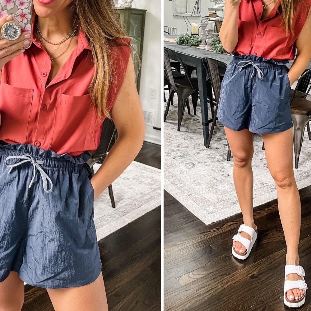 Lightweight, varley shorts, pockets, tie front